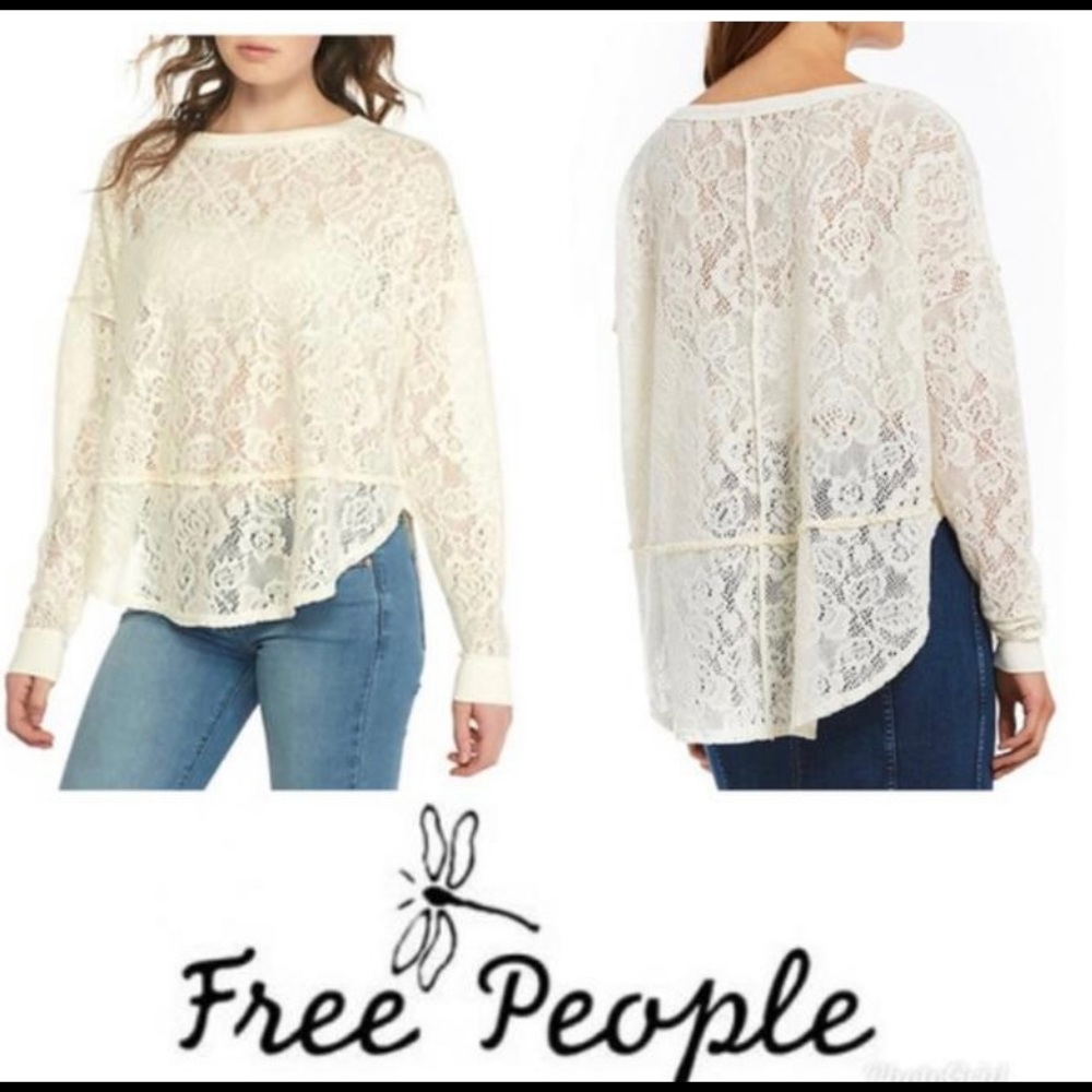 Free People not cold in this lace top ivory size small